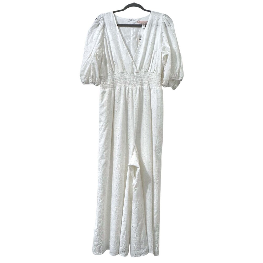 Anthropologie Hutch Smocked Waist Eyelet Jumpsuit‎ XL Cottagecore Feminine NWT